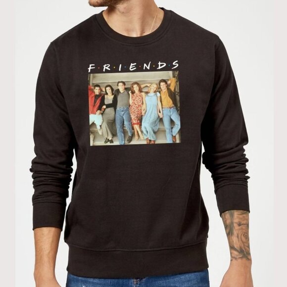 FRIENDS Unisex Digital Print Graphic Long Sleeve Shirt Black Size Medium NWT - Picture 2 of 11